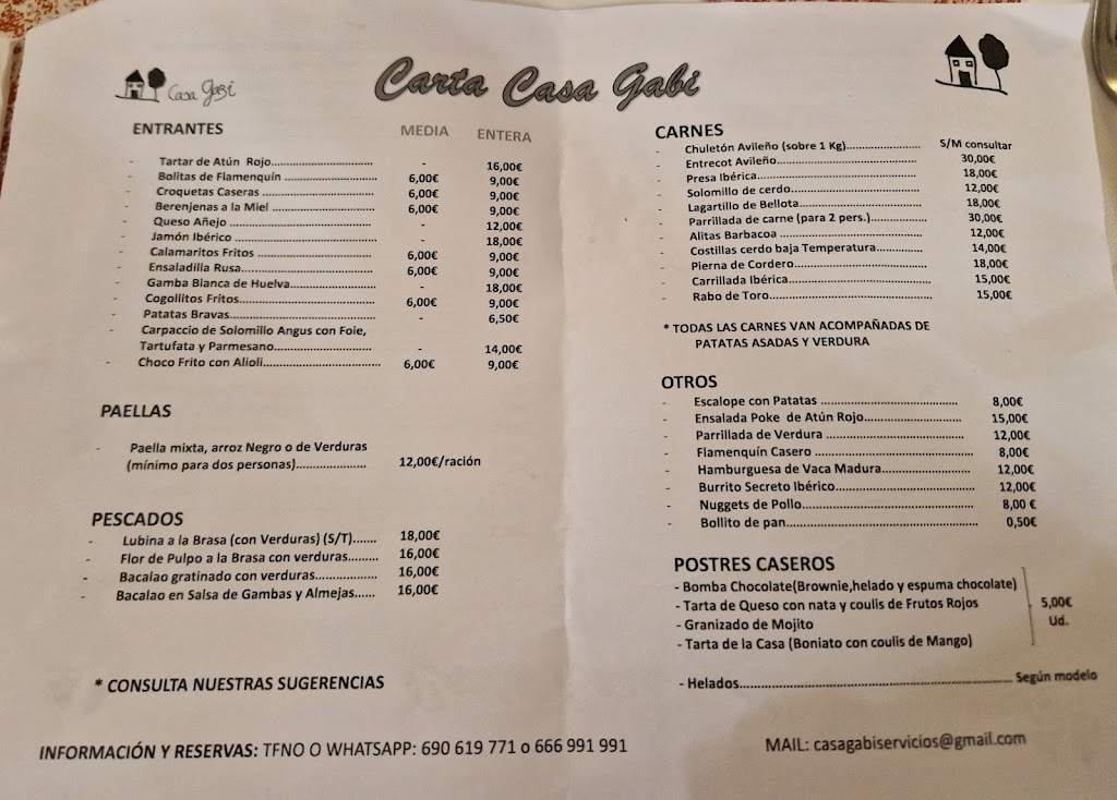 Casa Gabi — Carta