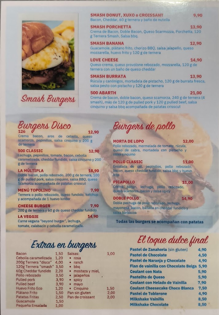 Cinquino Burgers — Carta