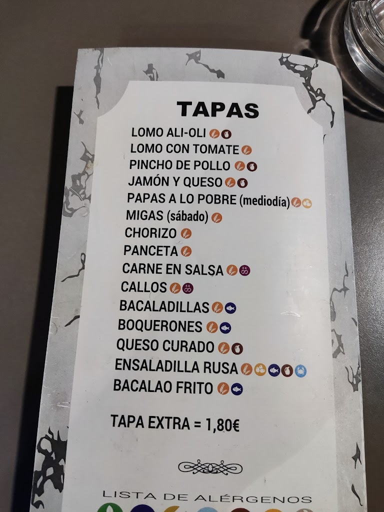 Bar La Estela — Carta