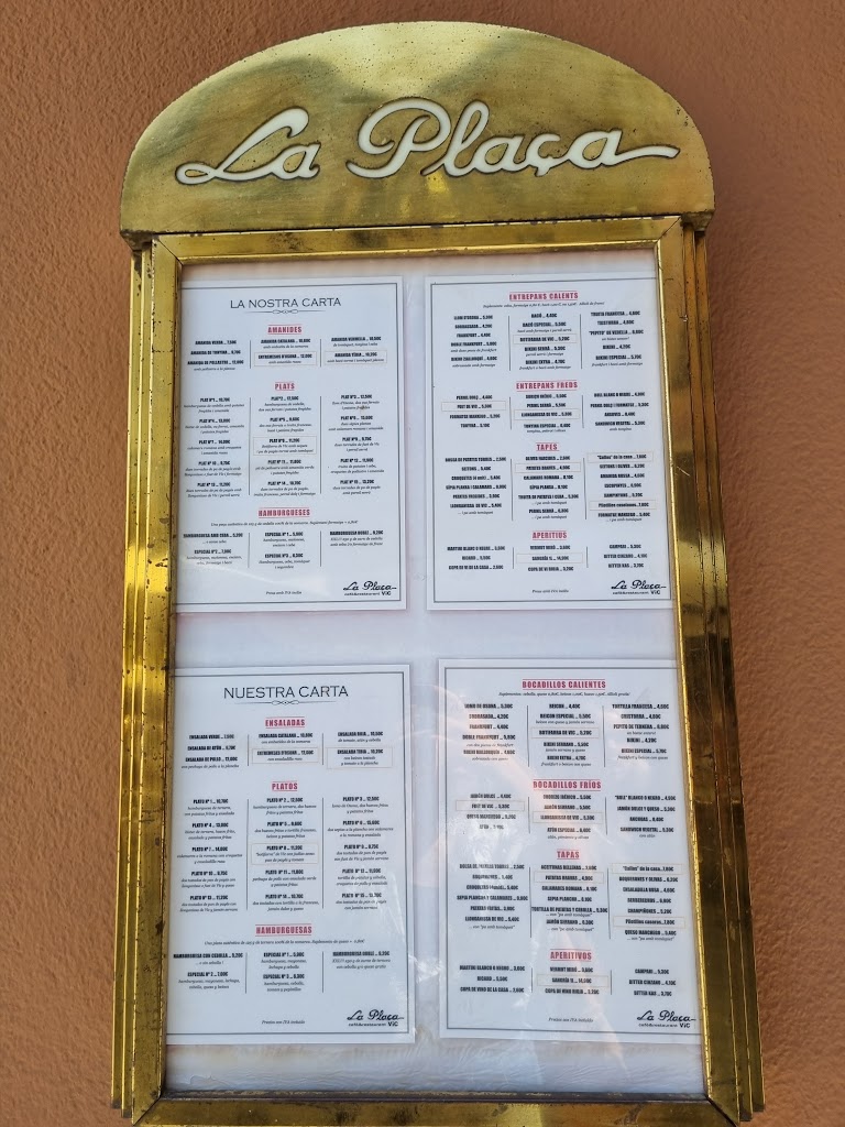 Bar - Rte. La Placa — Carta