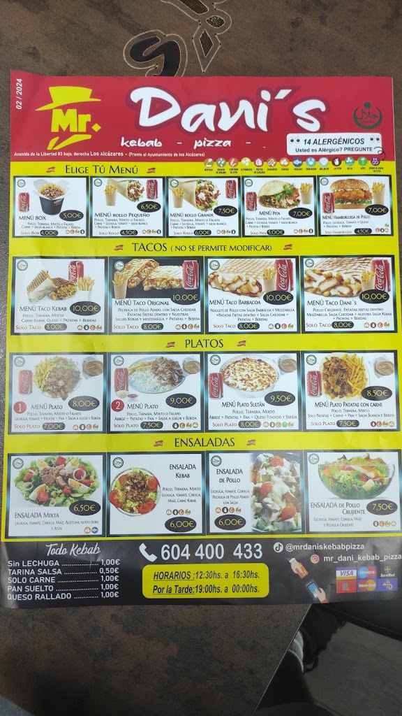 Mr Dani's kebab y pizza — Carta