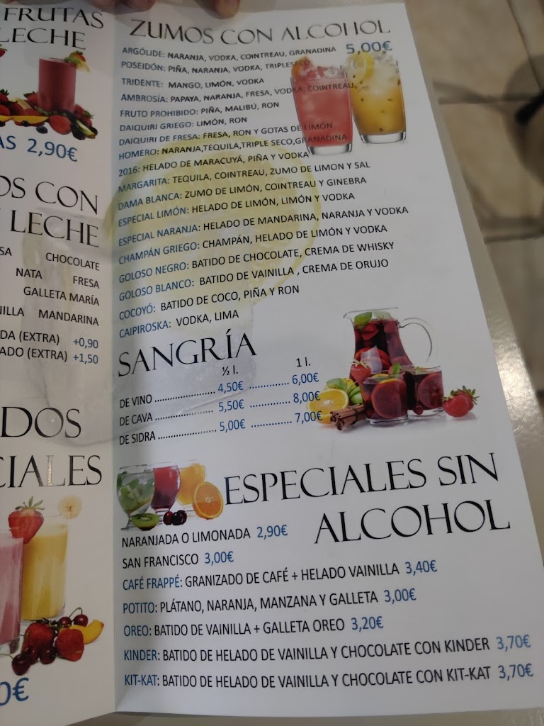 Cafeteria Argolide — Carta