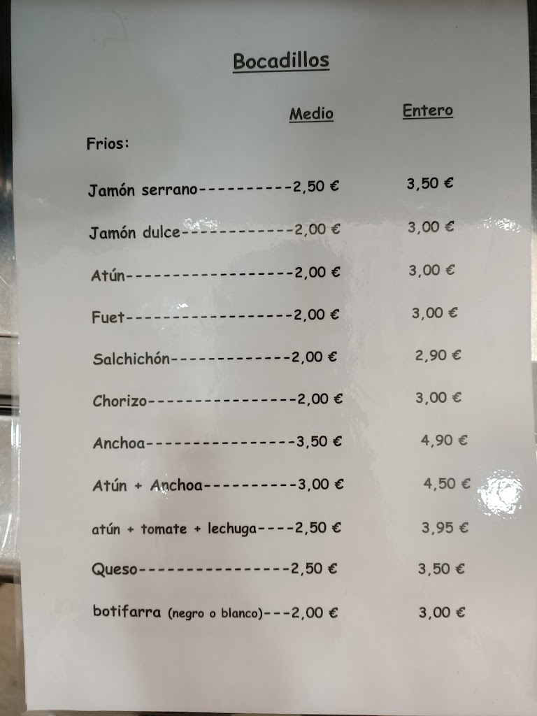 Cafeteria Bar Conecta 76 — Carta