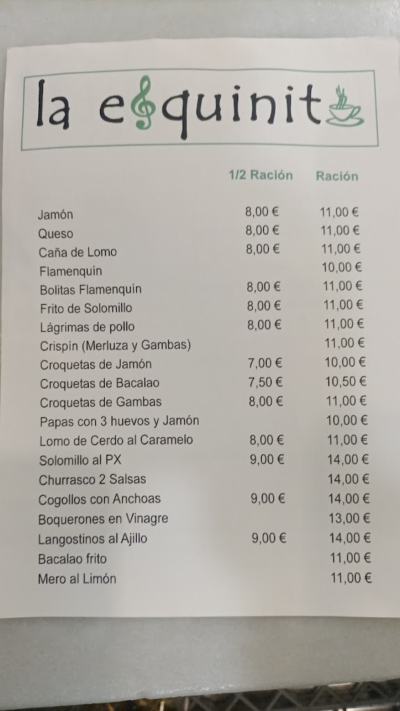 La Esquinita — Carta