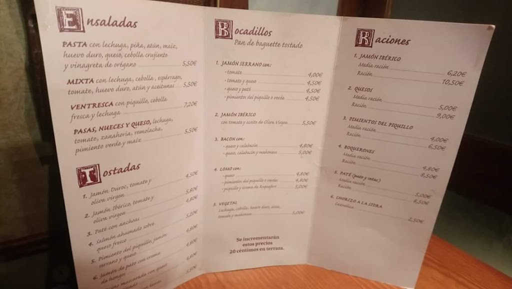 Bar Don Morapio — Carta