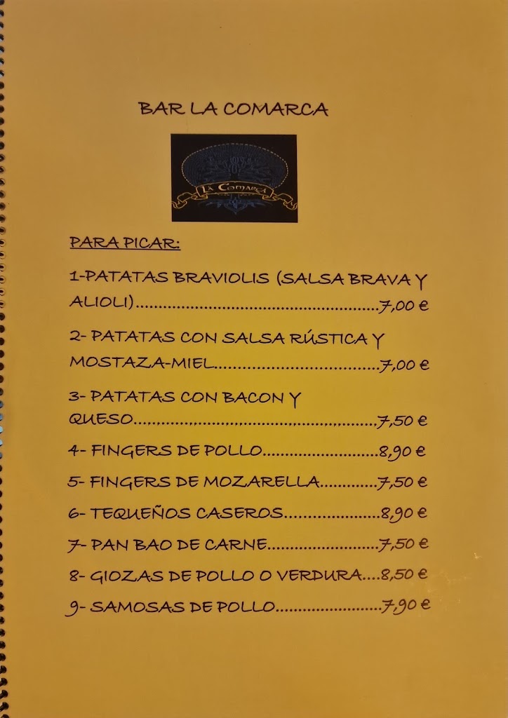 Bar LA COMARCA — Carta