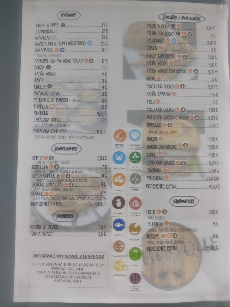 Bar O Bosque — Carta