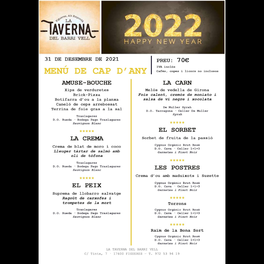 La Taverna del Barri Vell — Carta