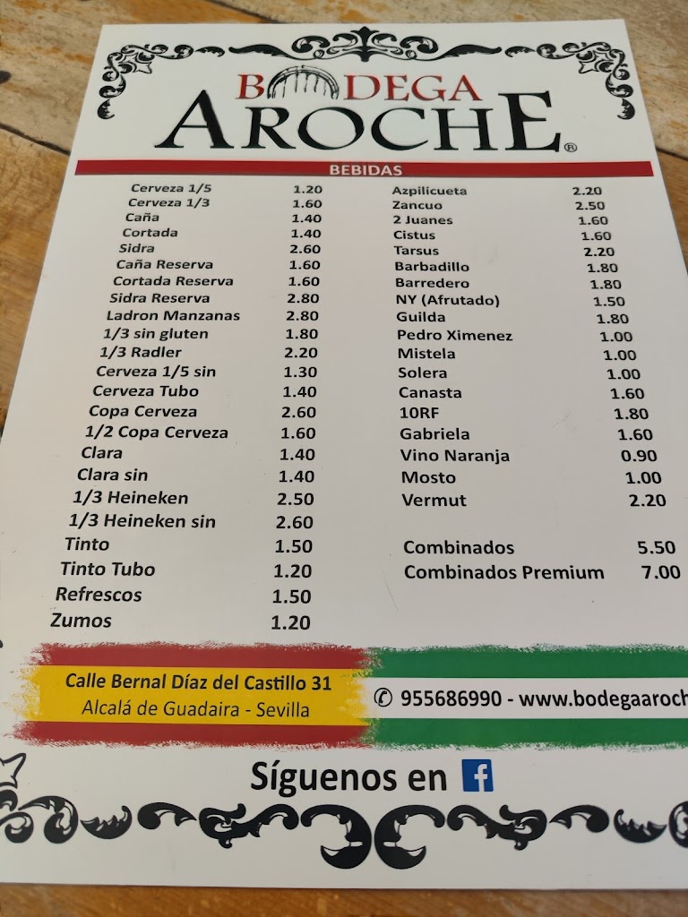 Bodega Aroche — Carta