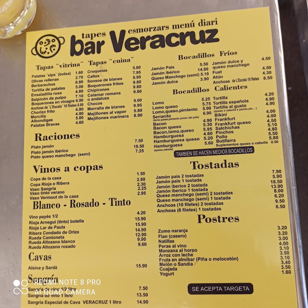 Bar Veracruz — Carta