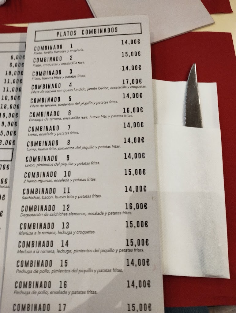 Cafeteria Diana — Carta