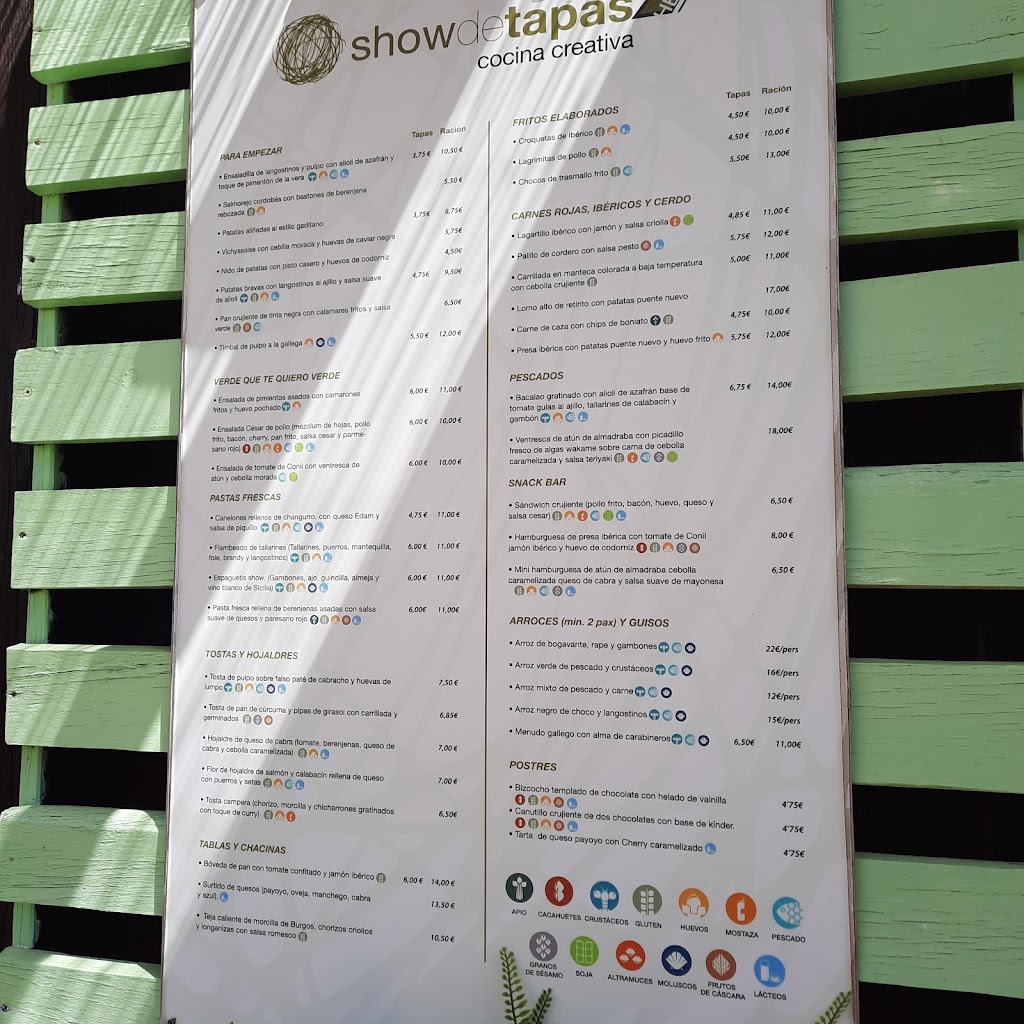 Show de tapas Heit — Carta