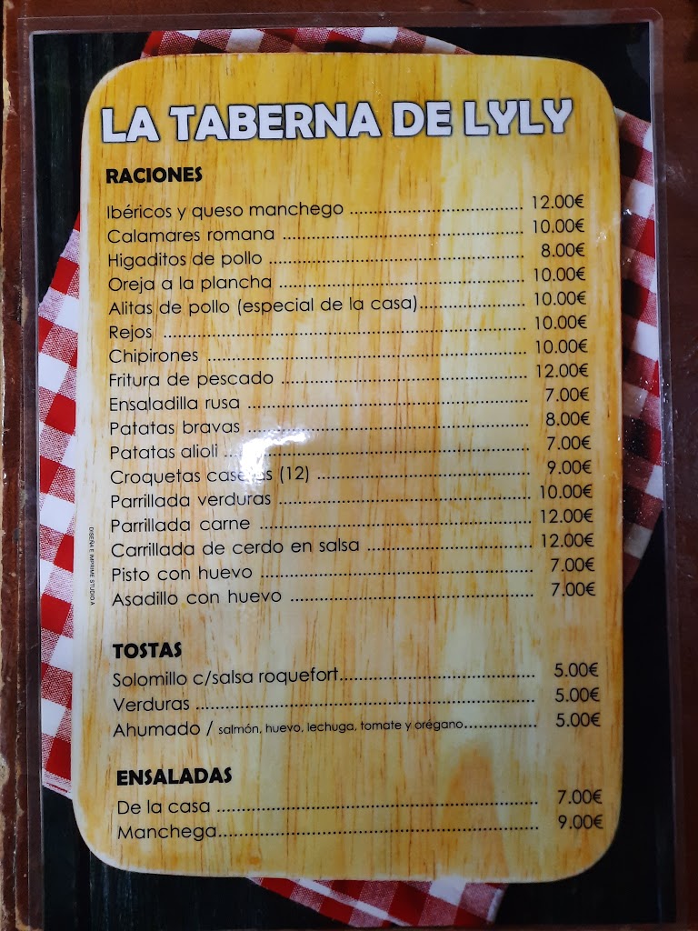 La Taberna de LILI — Carta