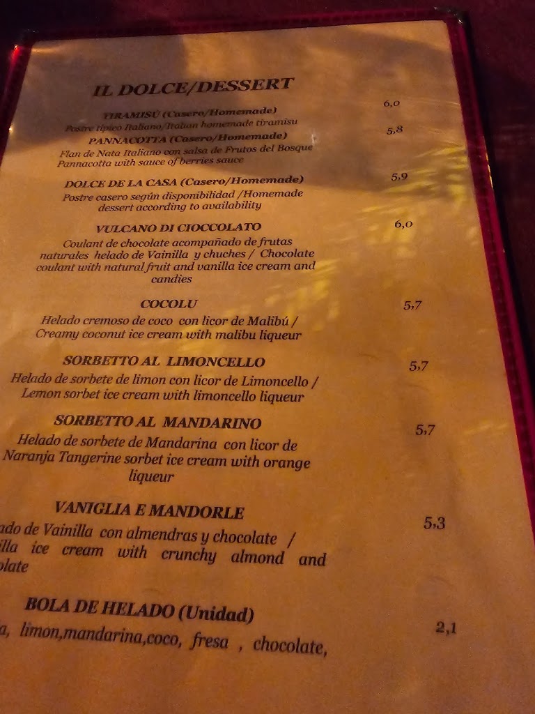 Pizzeria la Trattoria Torredembarra — Carta
