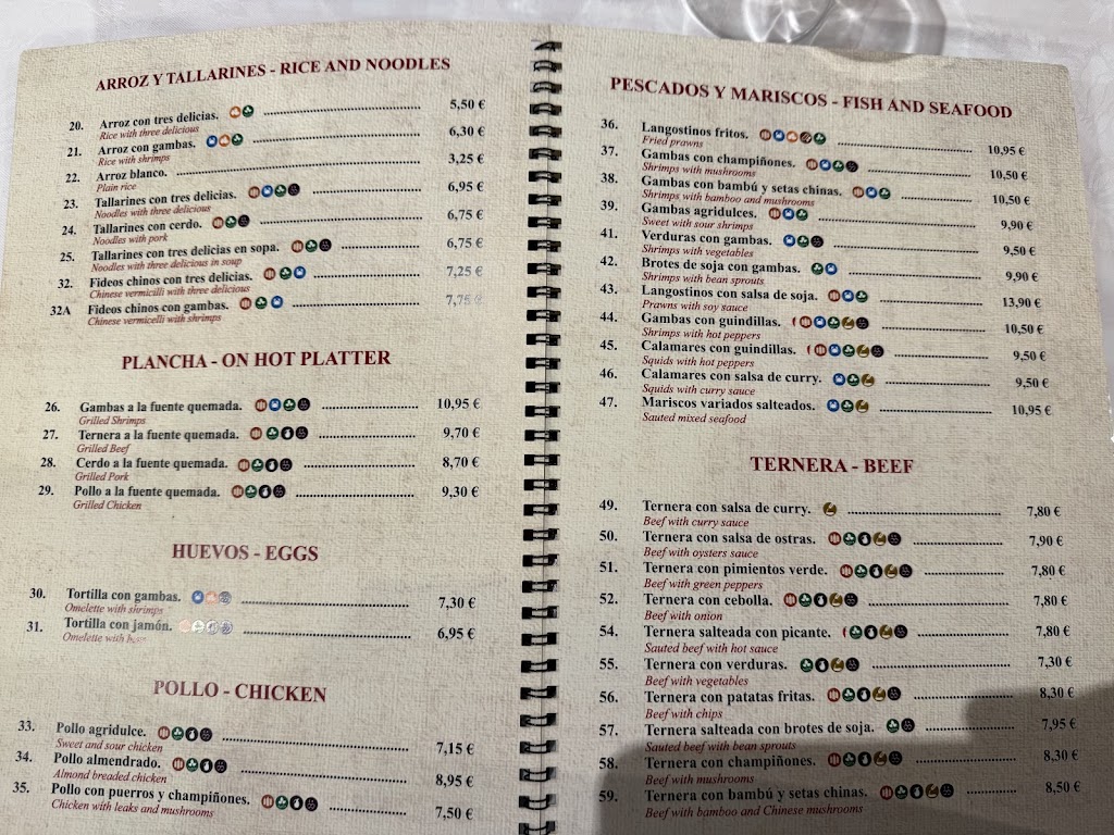 Restaurante RONGHUA — Carta