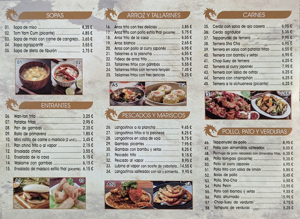Restaurante da Xin — Carta