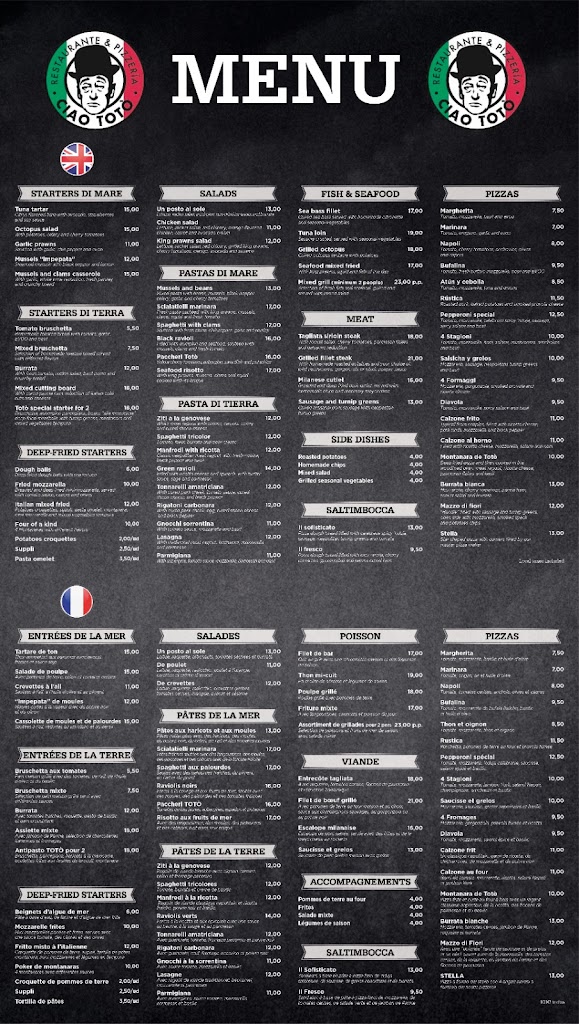 Restaurante & Pizzeria Ciao Toto — Carta