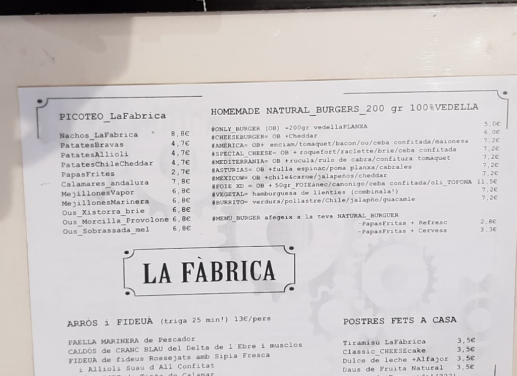 La Fabrica — Carta