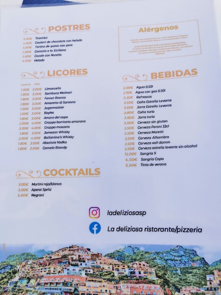 Ristorante Pinseria La Deliziosa — Carta