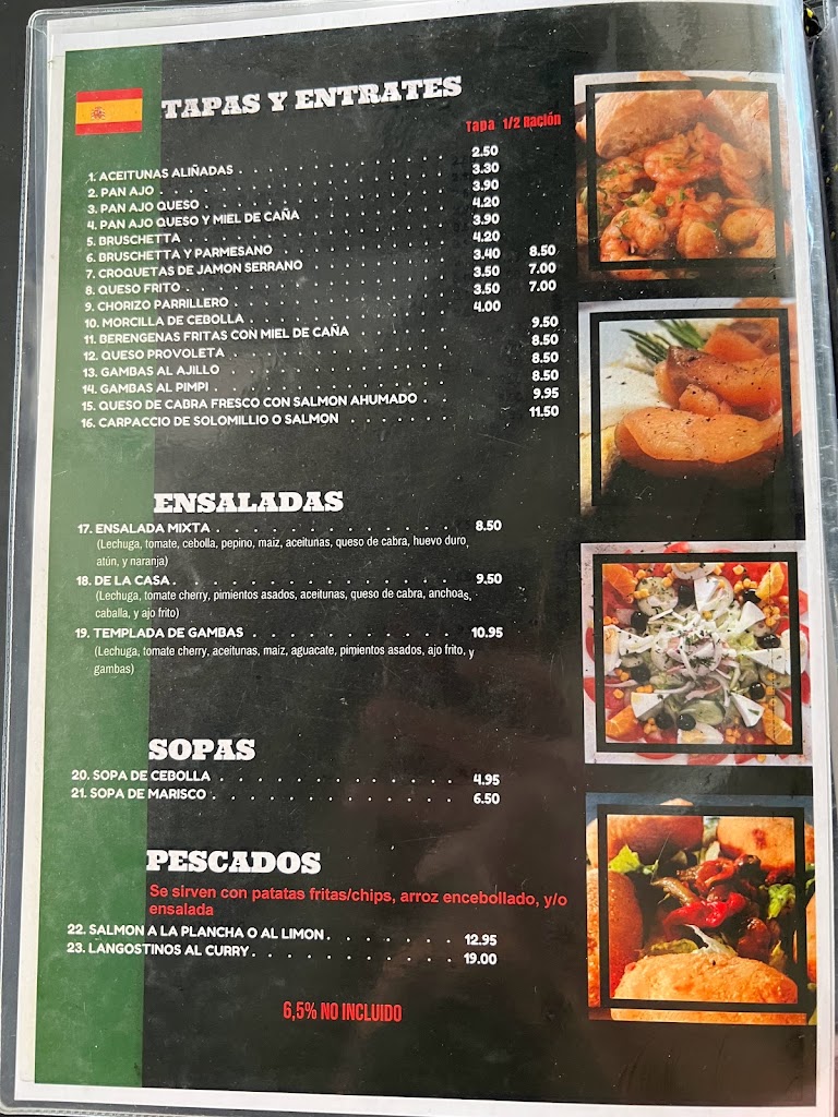 Restaurante Grill La Vaca Loca — Carta