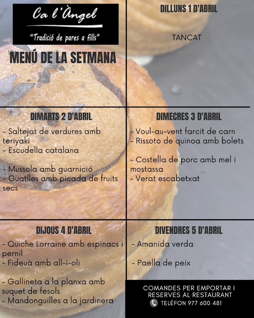 Restaurant Ca l'Angel — Carta