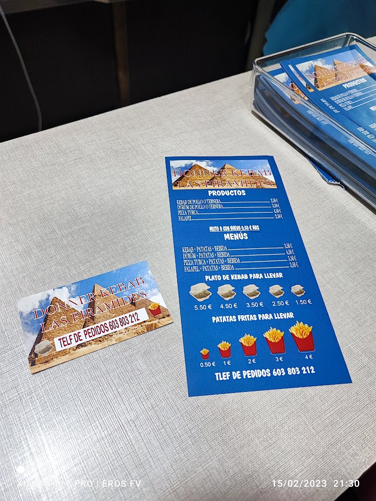 Kebab Las Piramides — Carta