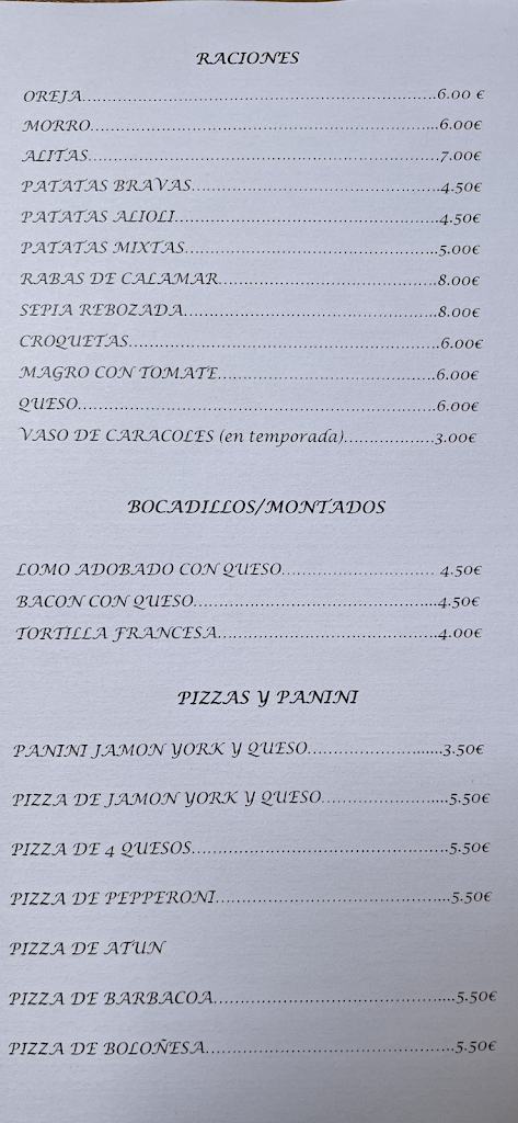 BAR DE MI ABUELO — Carta