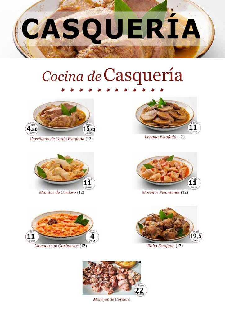 Restaurante-Bar Los Cazadores — Carta