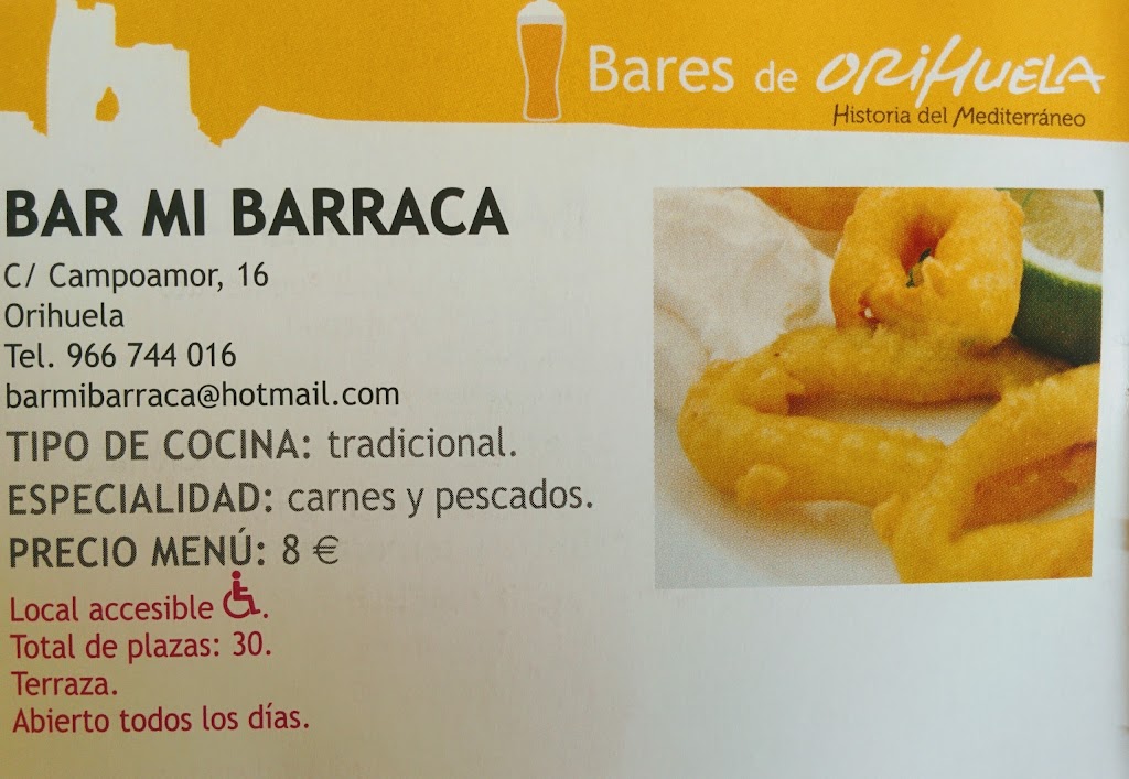 Bar Mi Barraca — Carta