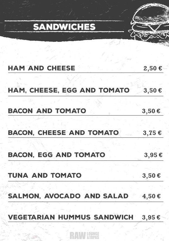 RAW Lounge — Carta