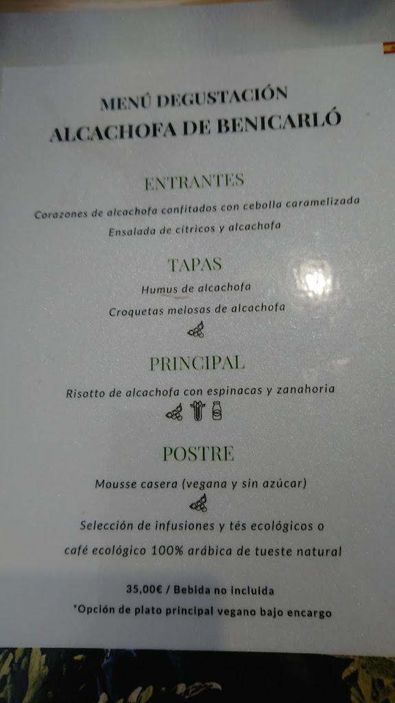 Restaurante Cor de Carxofa — Carta