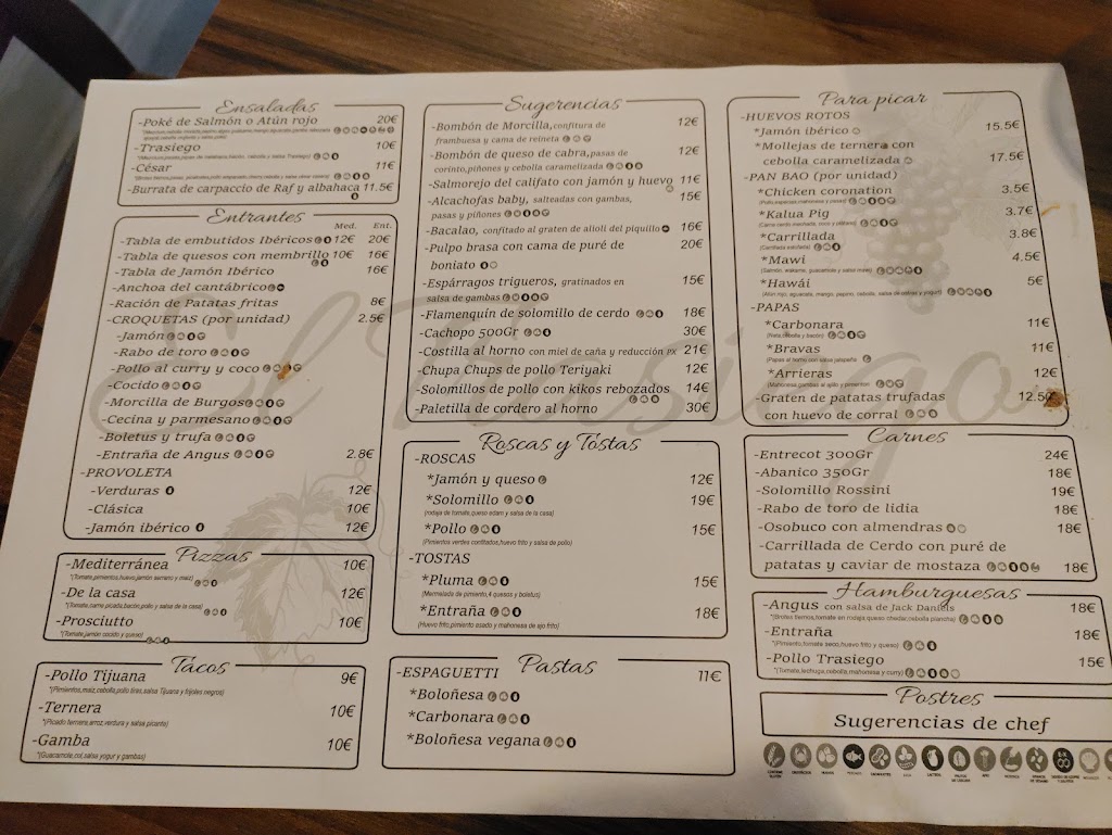 Cerveceria Vinateria El Trasiego — Carta