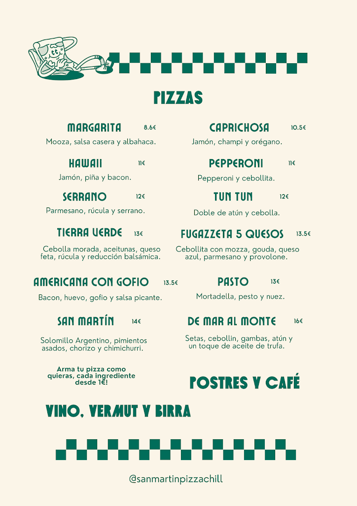 San Martin Pizza & Chill — Carta