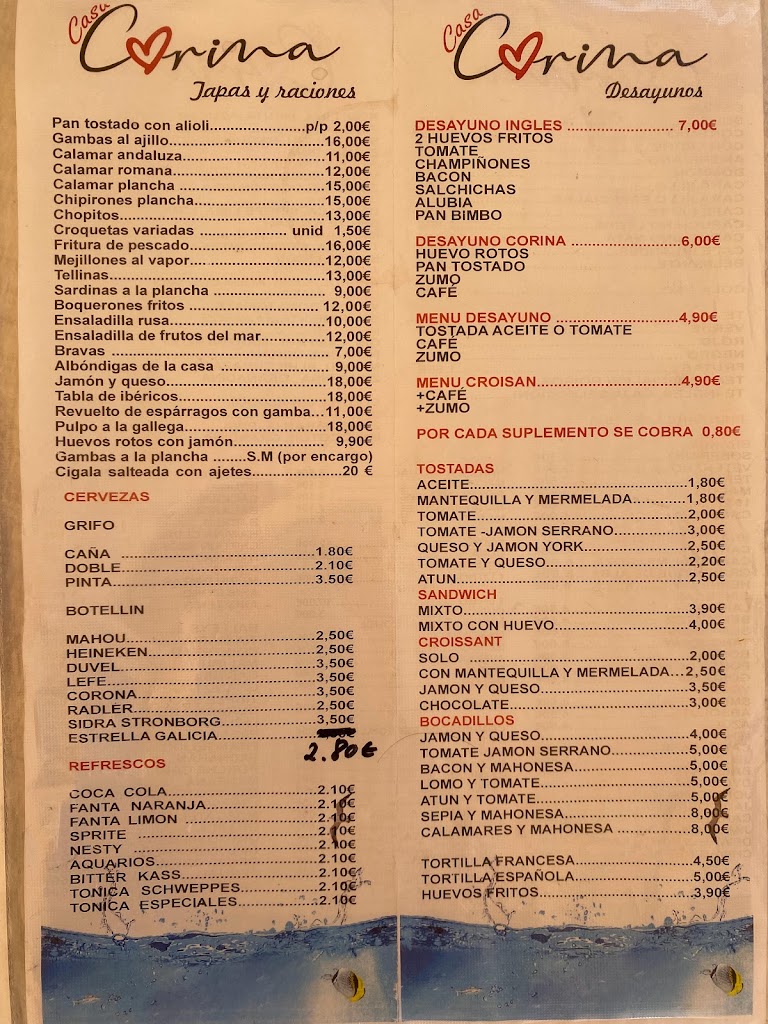 RESTAURANTE- NOU MARUJA. — Carta