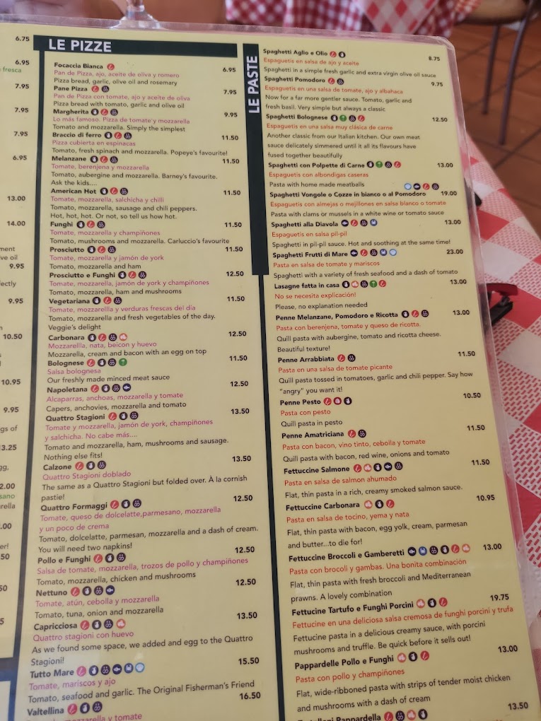 La pappardella Estepona — Carta