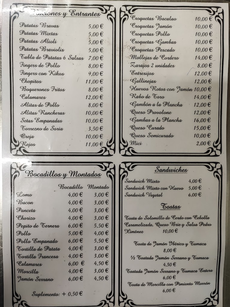 Restaurante Lisar — Carta