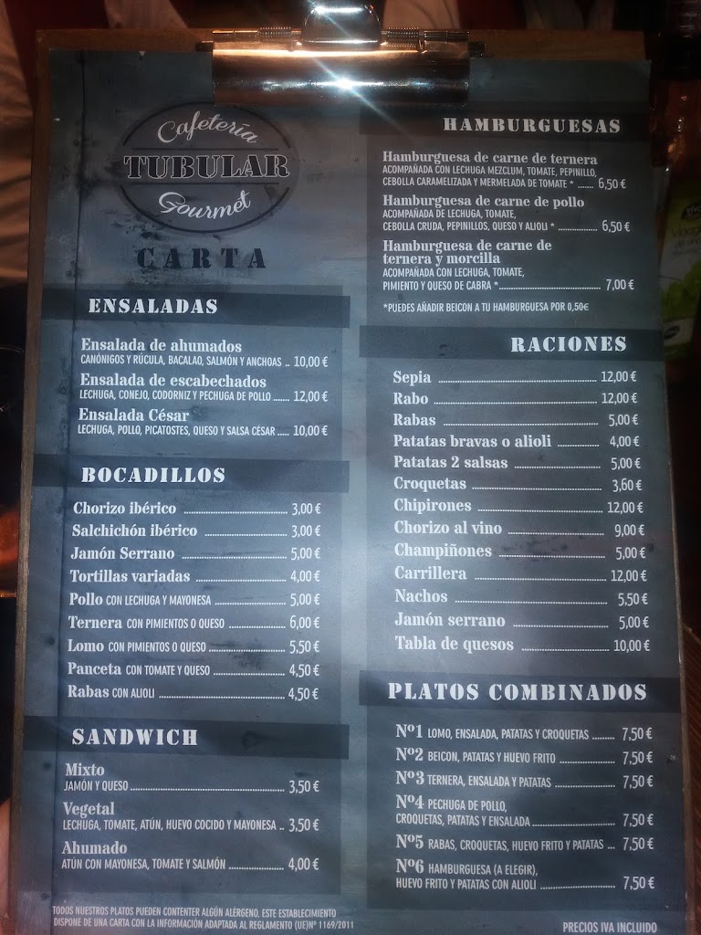 Cafeteria Tubular — Carta