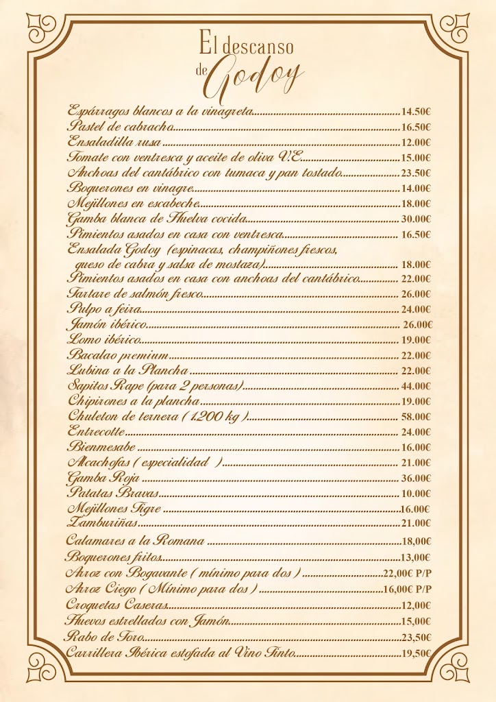 El descanso de Godoy (Casa Palacio Manuel Godoy) — Carta