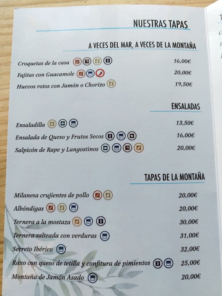 Restaurante Taperia Habemus — Carta