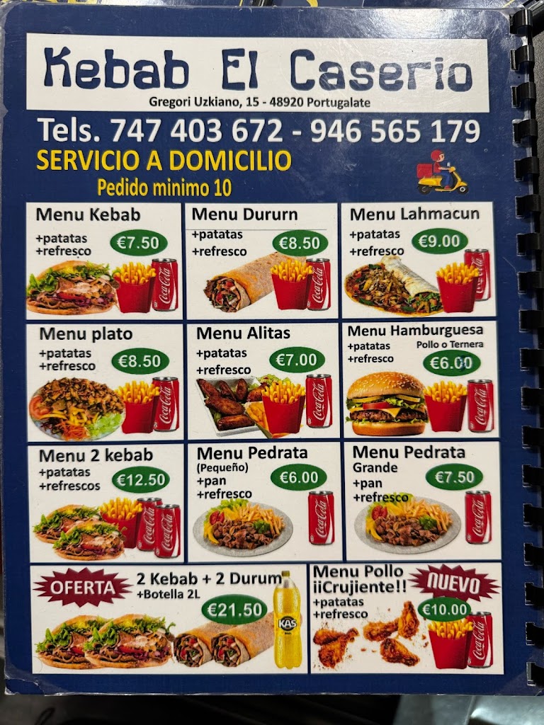 Kebab El Caserio — Carta