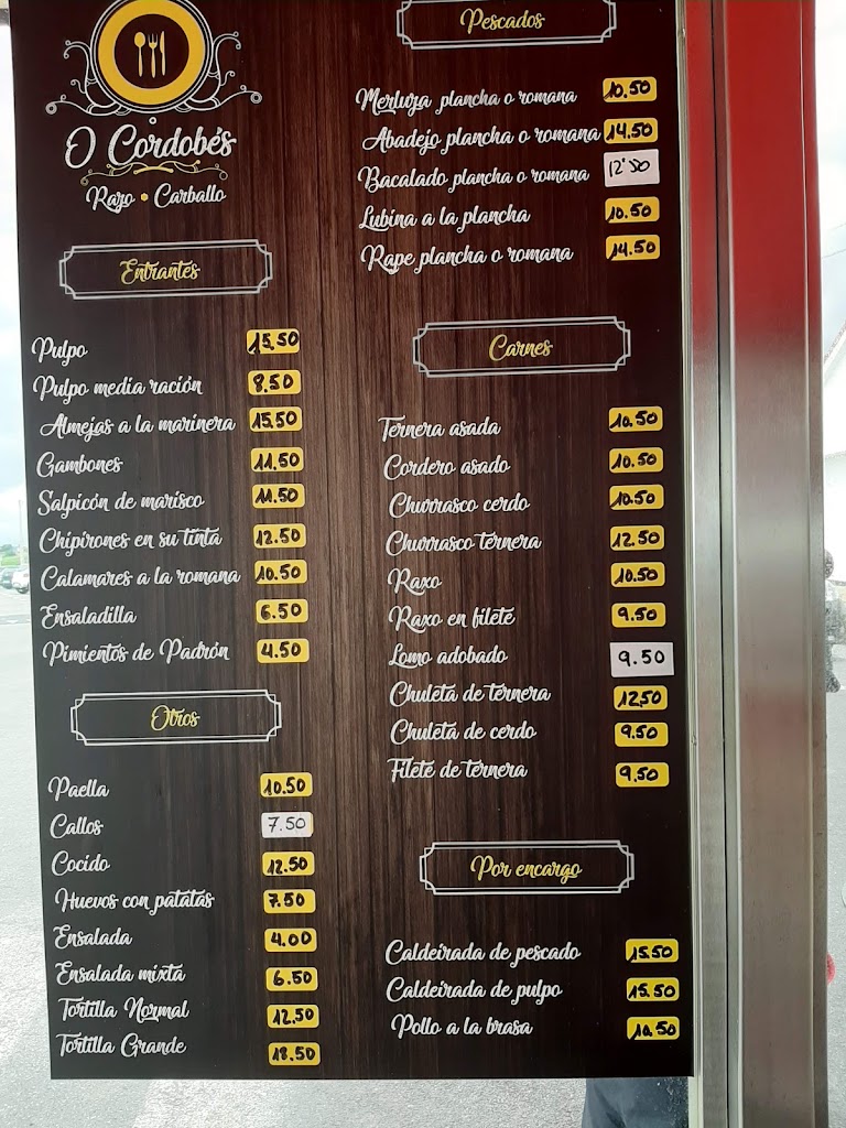 Restaurante O Cordobes — Carta