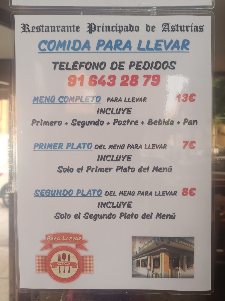 Restaurante Principado de Asturias — Carta