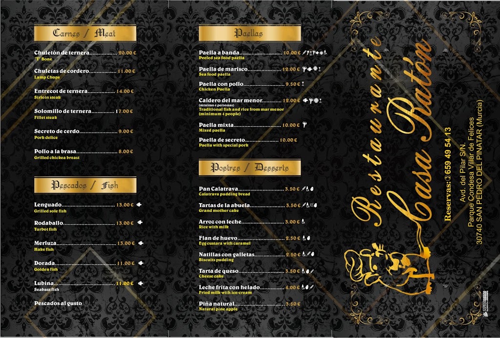 Restaurante Casa Raton — Carta