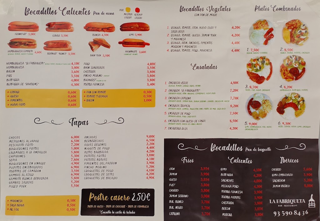 La fabriqueta restaurant — Carta