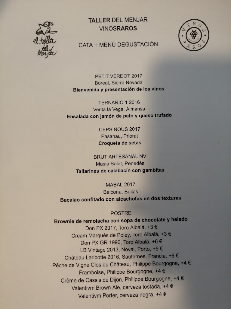 El Taller del Menjar — Carta