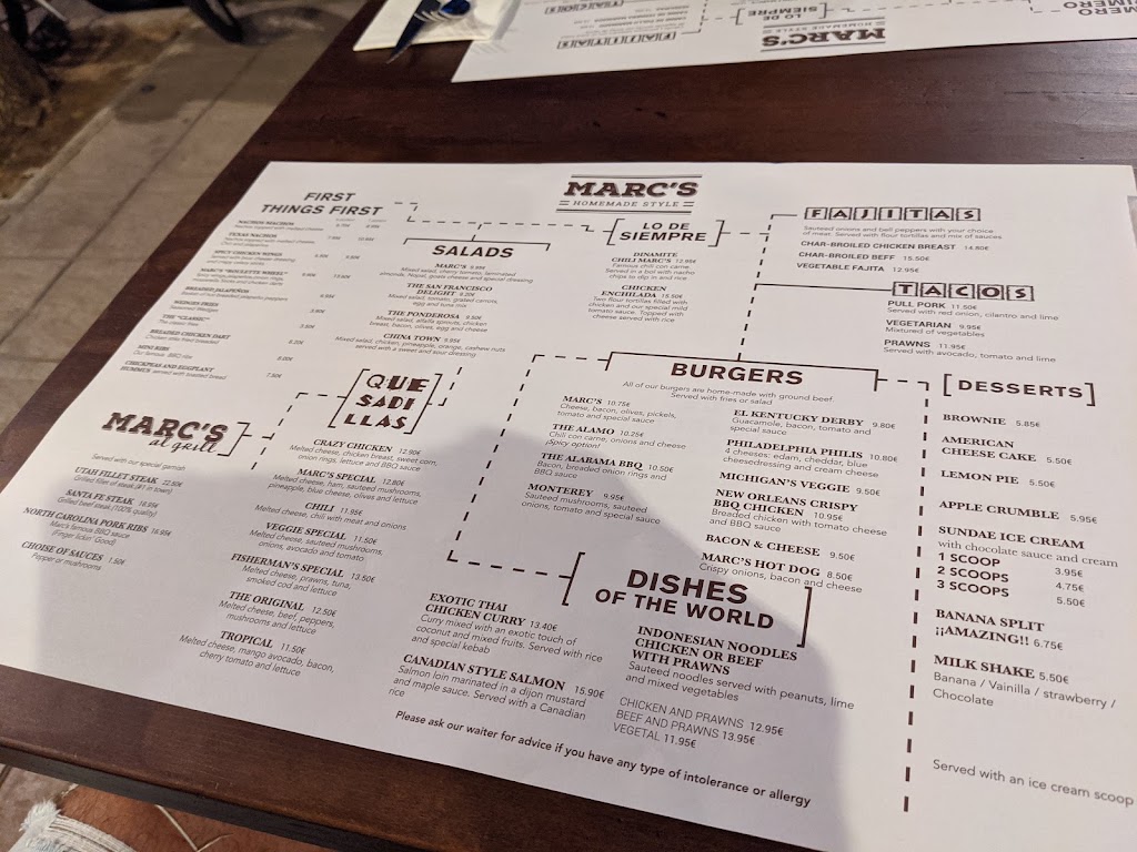 Marc's Restaurant — Carta