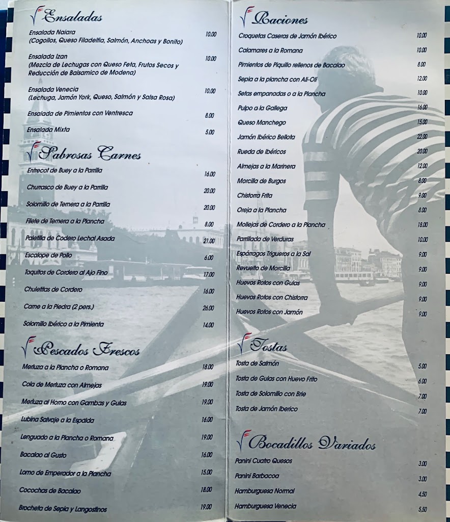 Restaurante Venecia II — Carta