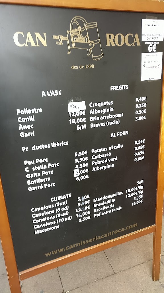 Rostisseria Can Roca — Carta