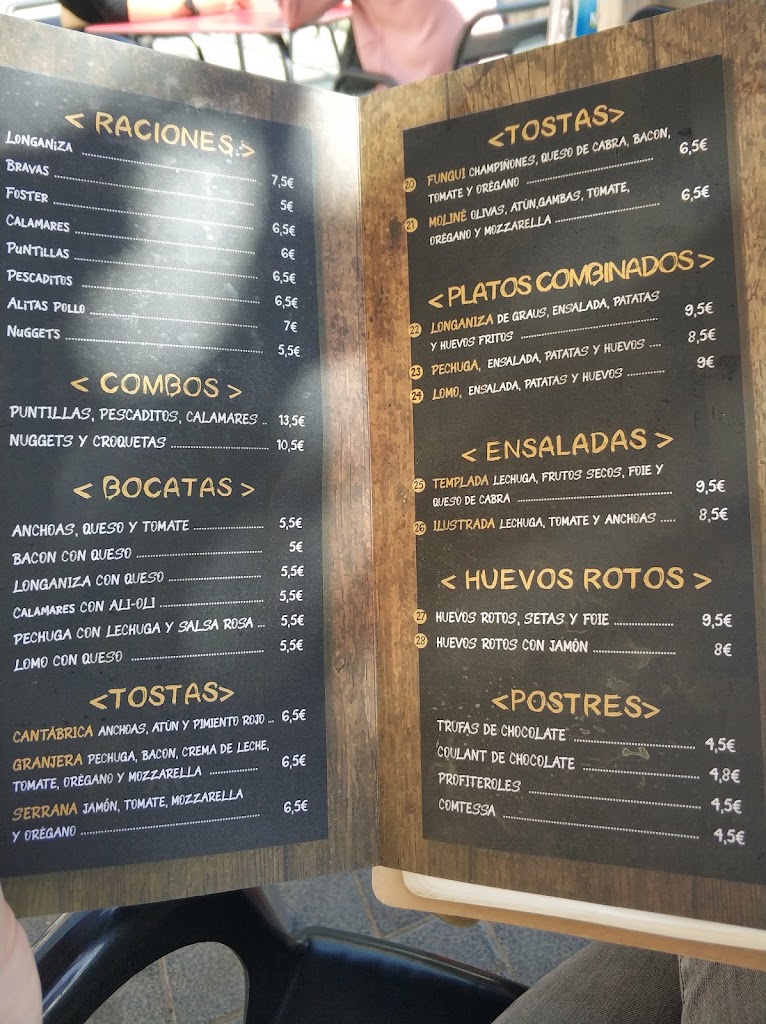 Bar El Moline — Carta