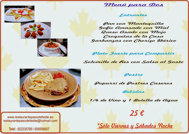 Restaurante Paso del Teide — Carta